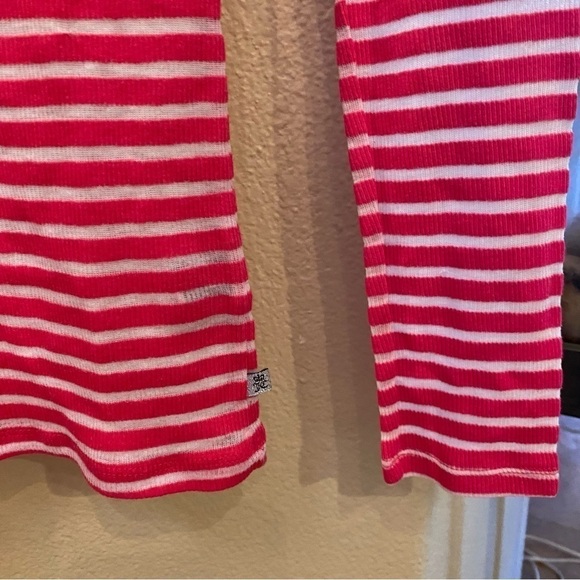 JUICY COUTURE Women Pink Striped Semi-Sheer Long Sleeve Top Size Small - Picture 6 of 10